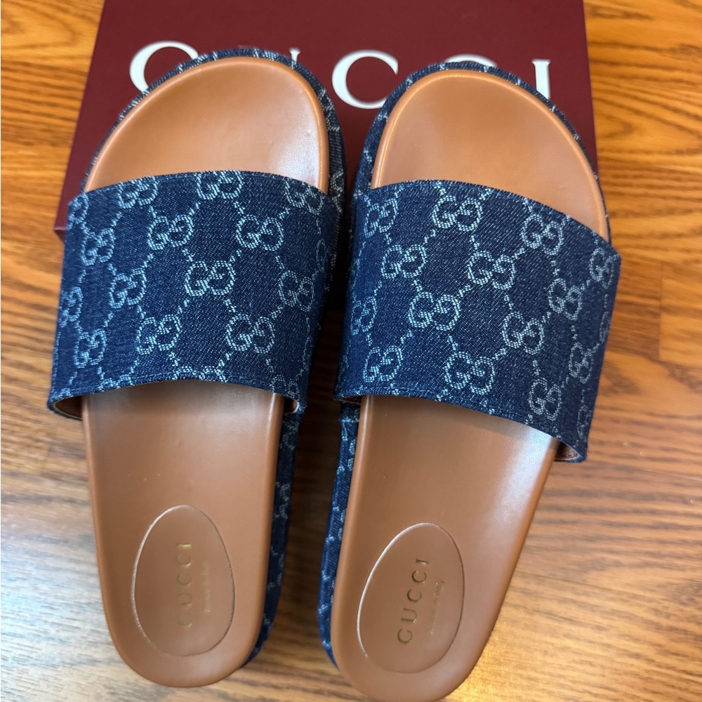 Gucci Blue Slide Sandals